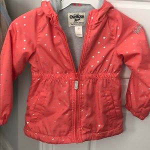 Fleece lined peach/silver heart jacket size 3t